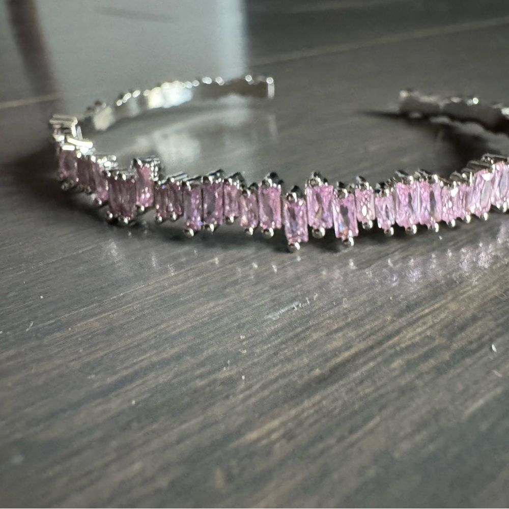 Silver and Pink Gemstone Bracelet